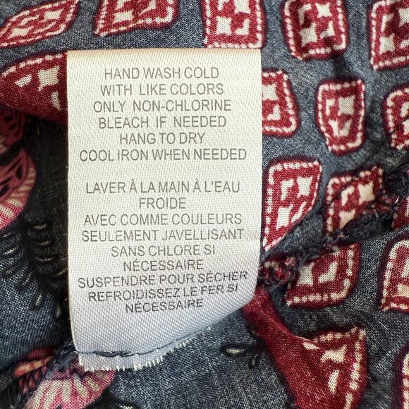 Dr2 Top Blouse Women Large Blue Pink Floral Boho Peasant Prairie Cottagecore - Picture 10 of 11